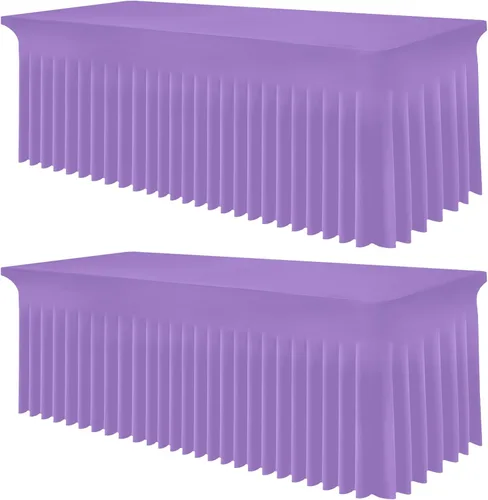 Miniatura 61 de Smiry Mantel de Spandex, Mantel Elástico Ajustable Extensible para Mesas Rectangulares de 6 Pies, Falda Cubierta de Mesa Impermeable y Lavable