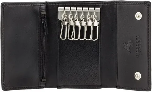 1178 Cuero Genuino Hombres Slim Key Case CarteraLlavero BilleteraLlavero Cartera (Negro), Marrón, Funda para llaves