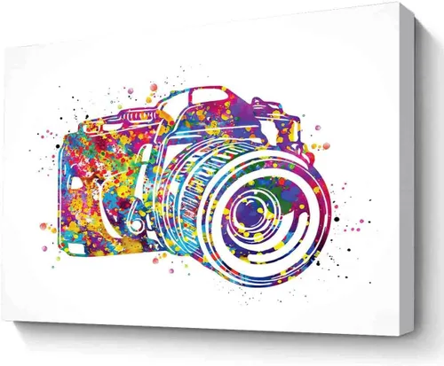 MBARE Arte de acuarela, cámara fotográfica, impresión de acuarela, arte de pared, arte de pared DSLR, decoración del hogar, colgar en la pared, Red-2