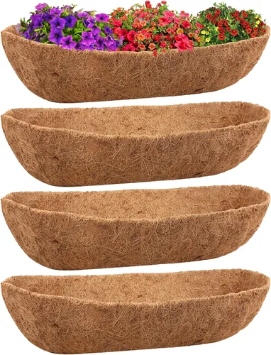 Miniatura 12 de Legigo Paquete de 2 revestimientos de coco para maceteros – 24 pulgadas para cajas de ventana de fibra de coco, revestimiento de coco para maceteros