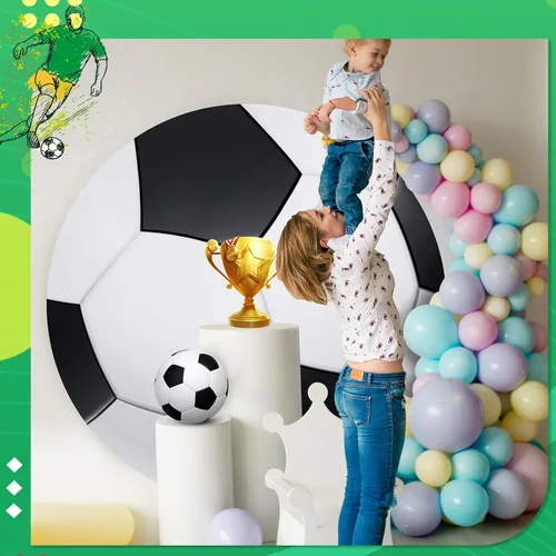 Miniatura 6 de VitalCozy Cubierta de fondo redonda de elastano de 6.5 pies, diseño de arco de temática deportiva, para fiestas, fotografía, decoración