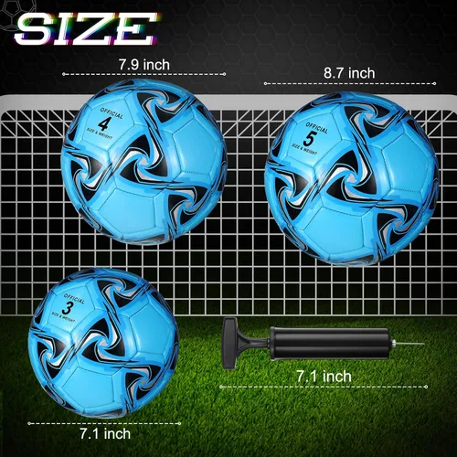 Miniatura 2 de Deekin 6 pelotas de fútbol a granel con inflador, tamaño oficial, para interiores y exteriores, regalo de fútbol para niños, adolescentes y adultos