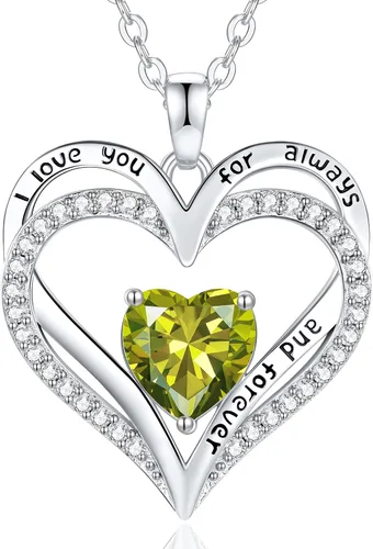 Miniatura 85 de CDE Collares de piedra natal para mujer, plata de ley 925, collar con colgante de corazón para siempre, Navidad, cumpleaños, aniversario, día de San