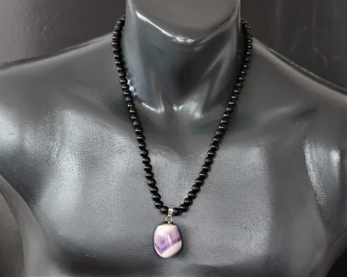 Miniatura 9 de Colgante de turmalina cruda natural, Collar de cuentas de ónix negro genuino, Collar de piedra negra, Collar de piedras preciosas, Cuentas de 0.315