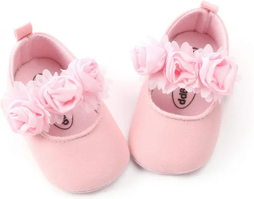 Miniatura 10 de RVROVIC Mocasines de princesa para bebé, zapatos brillantes de Mary Jane, zapatos de cuna de suela suave y ligera de primera calidad, zapatos