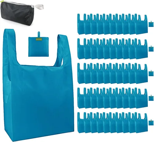Miniatura 35 de BeeGreen Bolsas de comestibles reutilizables de Navidad con bolsa de almacenamiento con cremallera, paquete de 10 bolsas de compras reutilizables a