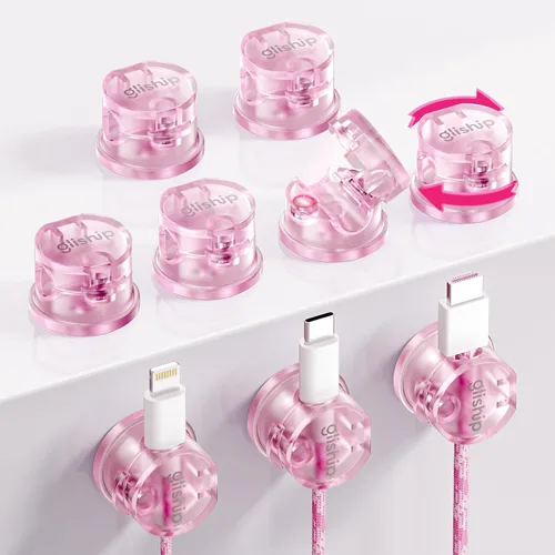 Miniatura 12 de Paquete de 9 clips magnéticos para cables, organizador de cables [giratorio de 360° mejorado], soporte de cable magnético fuerte, soporte de alambre