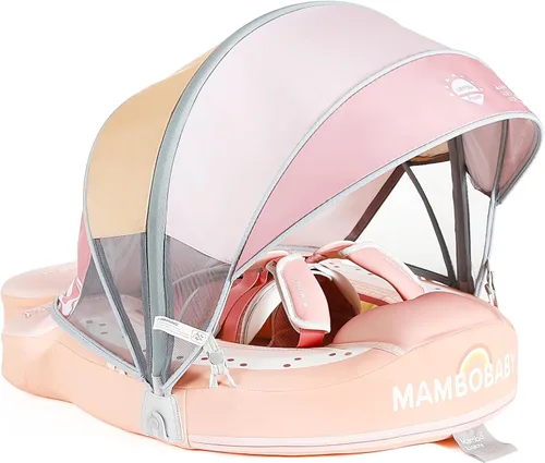 Mambobaby Flotador de piscina para bebé con toldo extraíble – Flotador de natación infantil no inflable con diseño de cola antideslizante, Estilo
