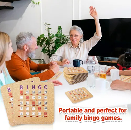 Miniatura 6 de GSE Games & Sports Expert Tarjetas de bingo con obturador cosido de 5 capas, tarjetas de bingo deslizantes con punta de dedo, cartón de bingo