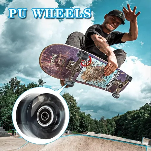 Miniatura 5 de Tanzfrosch Paquete de 8 ruedas para patines con rodamientos instalados y 2 topes de dedos para patinaje de doble fila, patines cuádruples y patineta