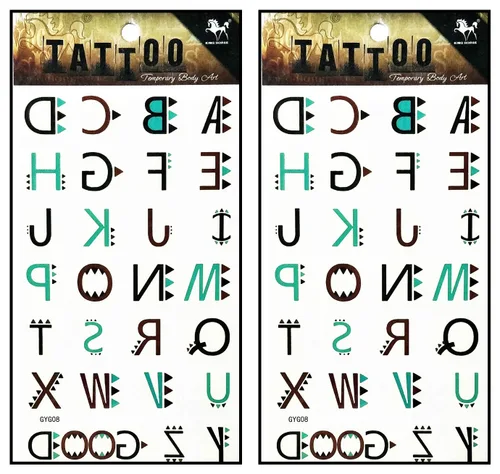 Miniatura 12 de Tatuajes 2 hojas de luna sol estrellas sobre amarillo azul impermeable tatuaje falso temporal pegatinas arte corporal extraíble para hombres mujeres