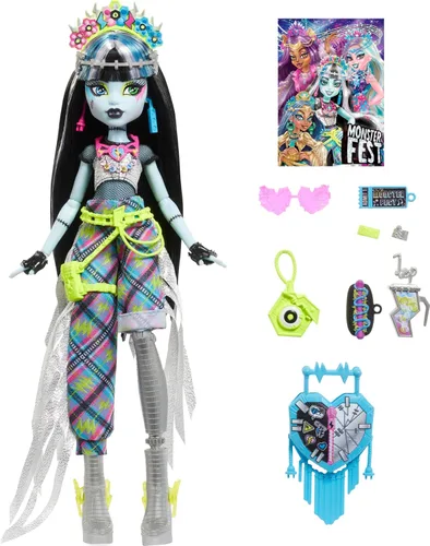 Miniatura 5 de Monster High Muñeca del Festival Monster Fest, Frankie Stein con atuendo glamuroso y accesorios temáticos del festival como bocadillos, póster