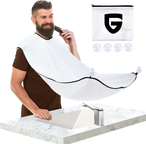 Miniatura 8 de Recogedor de babero para barba, atrapador de pelo de barba para fregadero, regalos de cumpleaños para hombres, él novio, capa de barba antiadherente