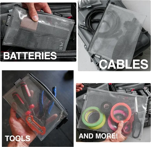Miniatura 4 de GOBAGS Air Production Bolsa Mediana Transparente con Cremallera (Paquete de 4) – Organizador de Cables y Bolsa de Equipo de Viaje para Electrónicos