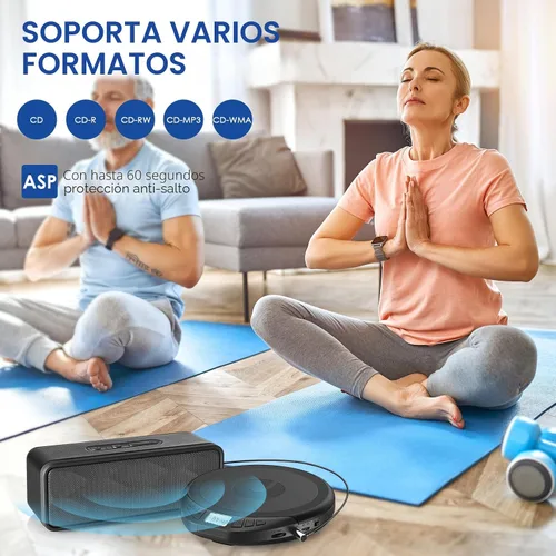Miniatura 3 de Reproductor de CD Gueray: reproductor de CD portátil Dsicman: con auriculares para el coche con protección contra saltos y a prueba de golpes