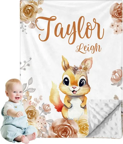 Miniatura 17 de Manta de bebé personalizada para niños, nombre personalizado con diseños de ratón, franela suave con respaldo de puntos de doble capa, manta 19 Ratón