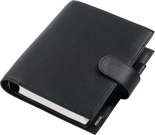 Miniatura 13 de Moterm Planificador de anillos de lujo para todo el personal – Organizador de carpeta de cuero genuino (naranja quemado, anillo de 1.181 in)