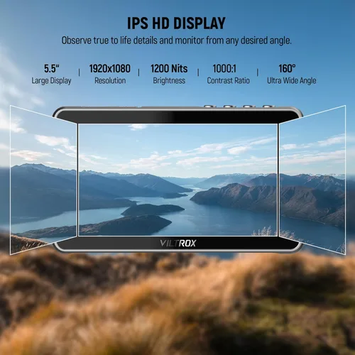 Miniatura 2 de VILTROX DC-550 – Monitor de campo para cámara DSLR de 1200 nits, kit de monitor de video externo portátil con pantalla táctil de 4K 1920x1080
