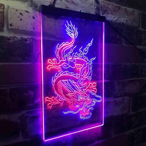 Miniatura 3 de ADVPRO Hombre Dragón Chino Cueva Garaje Tatuaje Dual Color LED Neon Sign Azul y Rojo 8 x 12 pulgadas st6s23-i3780-br
