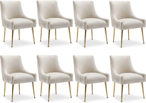 Miniatura 30 de Juego de 2 sillas de comedor, modernas sillas tapizadas para cocina, comedor con patas doradas, sillas de tela de terciopelo copetudo para sala