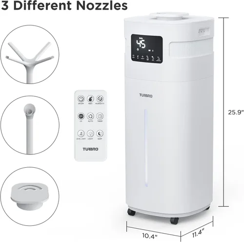 Miniatura 8 de TURBRO Humidificador comercial, habilitado para WiFi, vaporizador de aire ultrasónico de 5.3 galones/20L para habitaciones grandes de hasta 2000