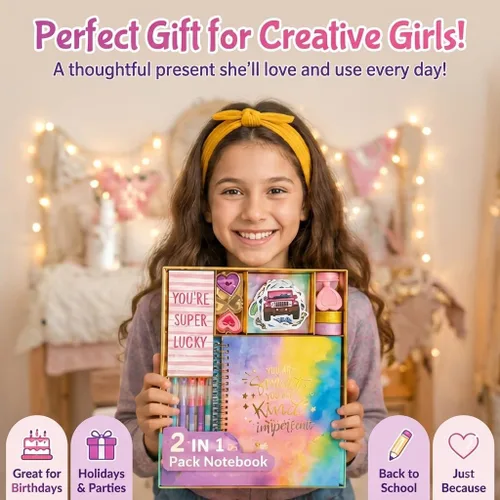 Miniatura 5 de OIHEW Kit de diario de bricolaje de más de 100 piezas para niñas adolescentes, suministros de álbumes de recortes y juego de papelería estética