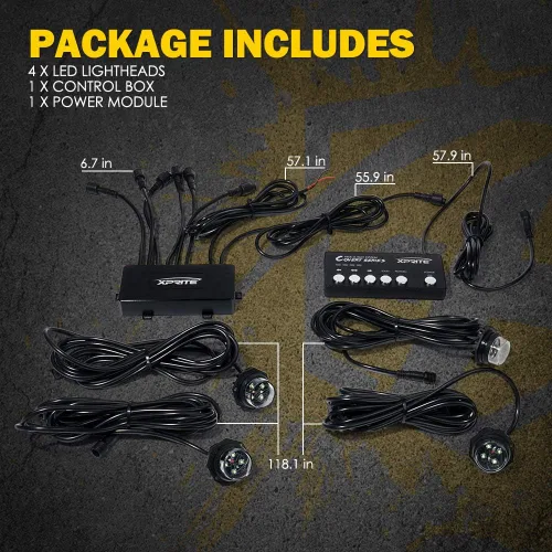 Miniatura 7 de Xprite Kit de luces estroboscópicas LED ámbar ocultas, 20 patrones intermitentes con panel de control, faros, luces traseras, luces antiniebla