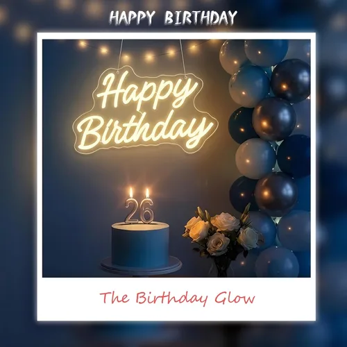 Miniatura 8 de Letrero de neón para decoración de pared, letrero LED de feliz cumpleaños con banderas de fiesta, luz de neón regulable alimentada por USB para mesa