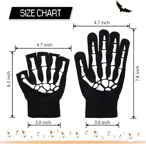 Miniatura 6 de Uttpll Guantes unisex de Halloween para cosplay, guantes de esqueleto para adultos, esqueleto completo de medio dedo, accesorios de cosplay