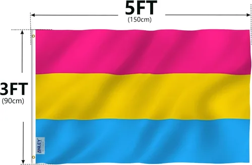 Miniatura 7 de Anley Fly Breeze - Bandera del orgullo pansexual de 3 x 5 pies, color vivo y a prueba de decoloración, cabecera de lona y doble costura, banderas