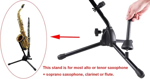 Miniatura 6 de Rayzm Soporte para saxofón alto/tenor con soporte desmontable para flauta/clarinete, soporte portátil ajustable para saxofón alto, saxofón tenor