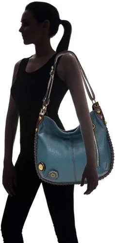 Miniatura 2 de Chala Bolsos de mano estilo casual suave con hombro grande o bolso cruzado con llavero color azul marino Búho