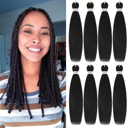 Miniatura 16 de Liang Dian Cabello Trenzado Preestirado Ombre de 12 Pulgadas, 8 Paquetes de Trenzas de Ganchillo Sintéticas, Ajuste con Agua Caliente, Extensiones