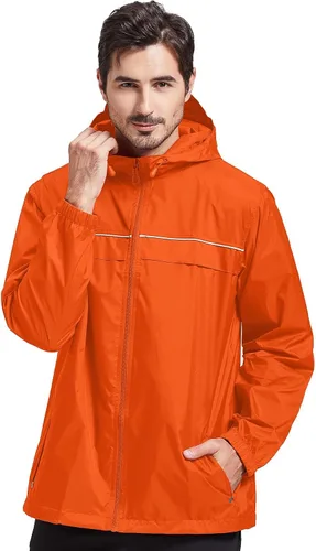 Miniatura 41 de SWISSWELL Chaqueta impermeable para hombre, rompevientos, ligera con capucha para uso diario casual