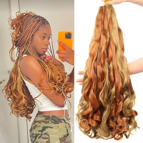 Miniatura 11 de Cabello rizado francés para trenzar de 12 pulgadas, 8 paquetes de cabello rizado preestirado para trenzas de caja, rizos franceses, trenzas