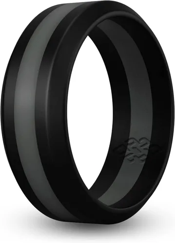 Knot Theory Anillo de silicona a rayas para hombres y mujeres – color negro, gris, rojo, azul, naranja, amarillo, púrpura