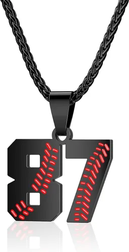Miniatura 18 de Collar con número de béisbol para niños 00-99, collar con número de camiseta de béisbol de acero inoxidable, colgante personalizado, regalo