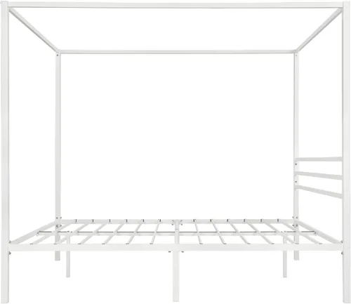 Miniatura 9 de ikalido Marco de Cama con Dosel de Metal Tamaño Completo, Marco de Cama de Plataforma Moderno de Cuatro Postes, Base de Colchón con Soporte de Blanco