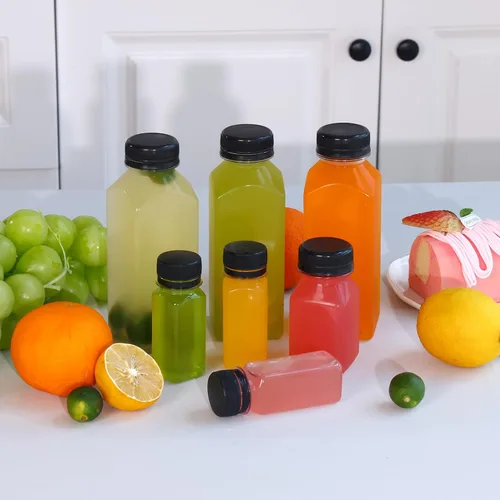 Miniatura 7 de Moretoes 6 botellas de 120 ml de plástico para jugo con tapas, botellas transparentes vacías reutilizables para shots de jengibre, recipientes