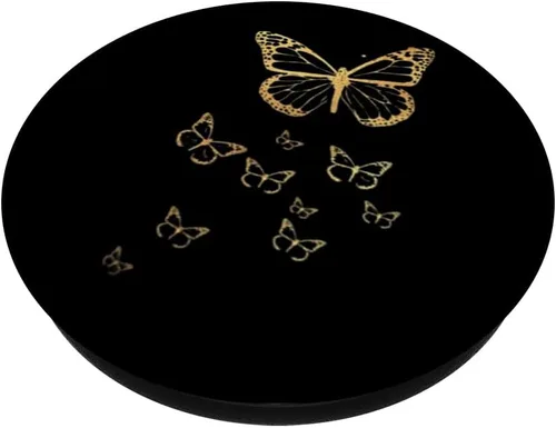 Miniatura 2 de PopSockets de mariposa dorada y negra con diseño de mariposas y simples y minimalistas