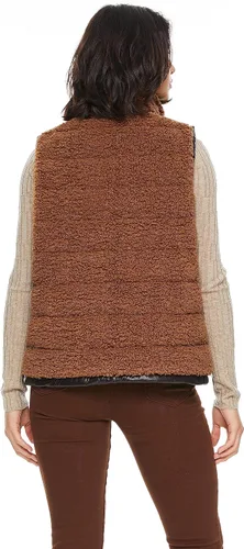 Miniatura 2 de Orolay Chaleco casual de forro polar para mujer, cálido, para exteriores, chaleco corto lanudo con capucha