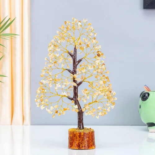 Miniatura 9 de Crocon - Árbol del dinero con piedras preciosas de citrina, figura del feng shui; bonsái balance de chakras, buena suerte, reiki, curación, Citrino