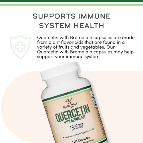 Miniatura 4 de Quercetina 1000 mg con bromelina 200 mg, 120 cápsulas Suministro para 2 meses Puede fortalecer el sistema inmunológico Double Wood Supplements.