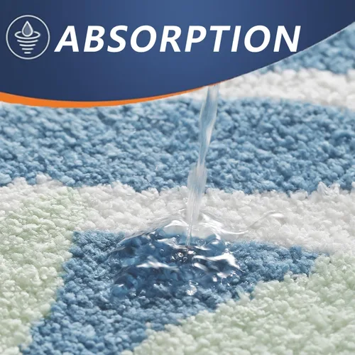 Miniatura 3 de Tapete de baño de 16 x 24 pulgadas, tapete de baño de microfibra antideslizante, lavable, grueso, suave, absorbente, con hojas para baño, fregadero