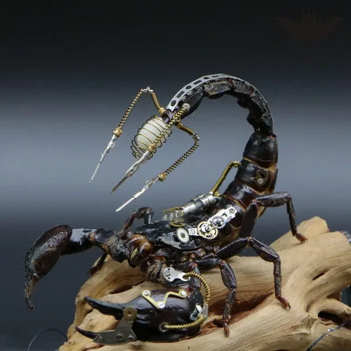 Miniatura 4 de Steampunk Mecánico Asia Escorpión Negro Escorpión Escorpión Escorpión Taxidermia para Educación Ciencia y Escritorio Artesanía