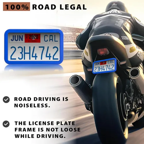 Miniatura 2 de XCLPF Marcos de matrícula de silicona para motocicleta, soporte para matrícula de motocicleta de 4x7 pulgadas, placa trasera para motocicleta a Azul