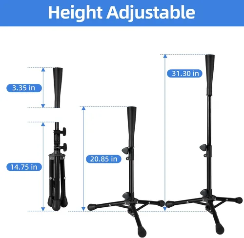 Miniatura 2 de Baseball Tee For Kids, Easy Adjustable Batting Tee From 20.85 to 31.30 Inches. Foldable and Stable Baseball Tees for Hitting with Portable Bag.