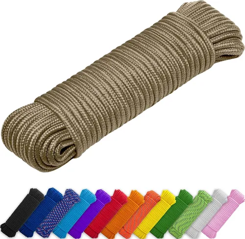 Miniatura 17 de TECEUM Cuerda – 90 pies x 1/4 pulgada (7mm) – Verde Ejército – Cuerda Utilitaria Versátil y Resistente – Acampada, Artesanía, Asta de Bandera