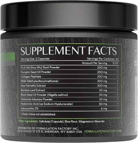 Miniatura 2 de Formulation Factory Crown of Glory Maximizador de Crecimiento Capilar 10 en 1, Bloqueador de DHT con Saw Palmetto, Fo-Ti, Colágeno, Favorece un