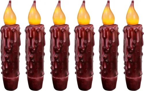 Miniatura 13 de CVHOMEDECO. Velas de cera real sumergidas a mano con temporizador LED con pilas, velas cónicas sin llama primitivas del país, 4-3/4 pulgadas, negro